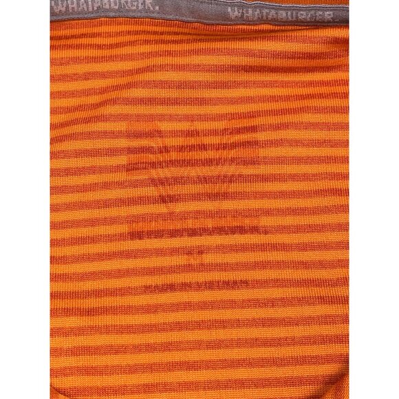 WHATABURGER Adult MEDIUM Orange Stripe S/S Polo SHIRT Uniform Employee Work READ - Picture 8 of 8